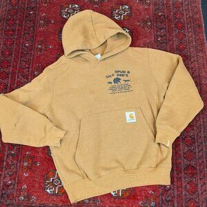 𝅺vintage brown Carhartt  kids sweatshirt hoodie